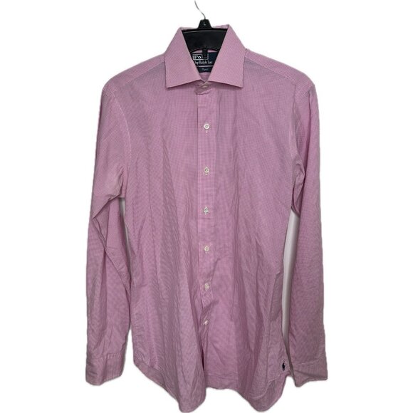 Polo Ralph Lauren Men’s Dress Pink Plaid Button Up Shirt Regent 14.5 37 S - Picture 1 of 7